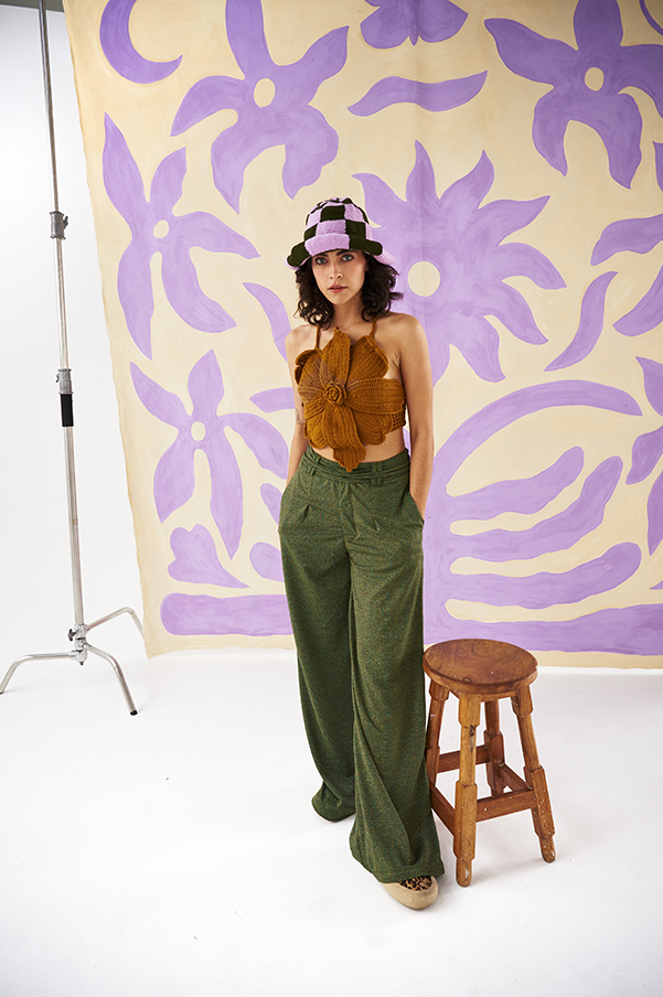 Maxi Flower Top - Khaki Blooming