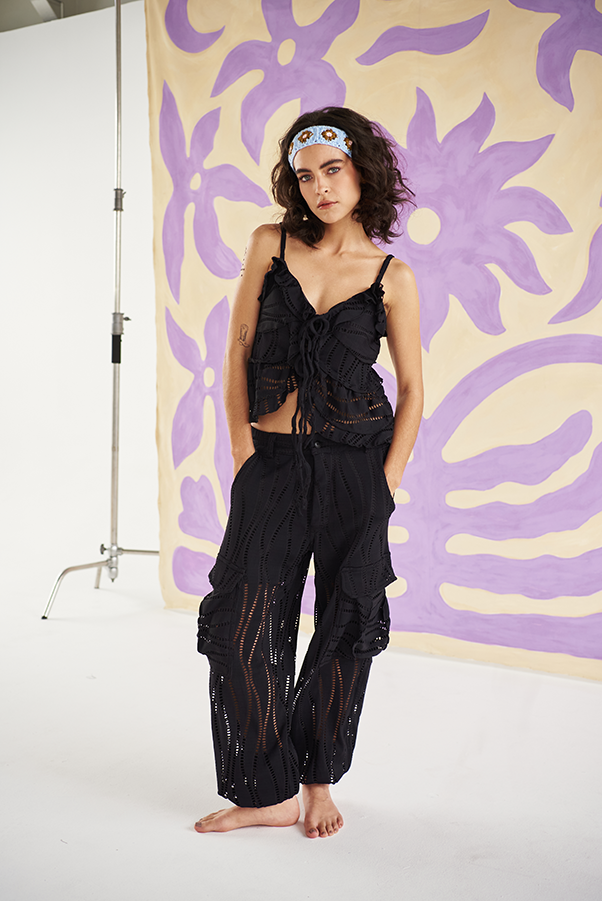 Midnight Cargo Pants - Black Bloom