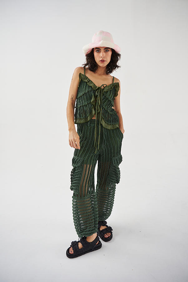 
                  
                    Midnight Cargo Pants - In Green Leaves
                  
                