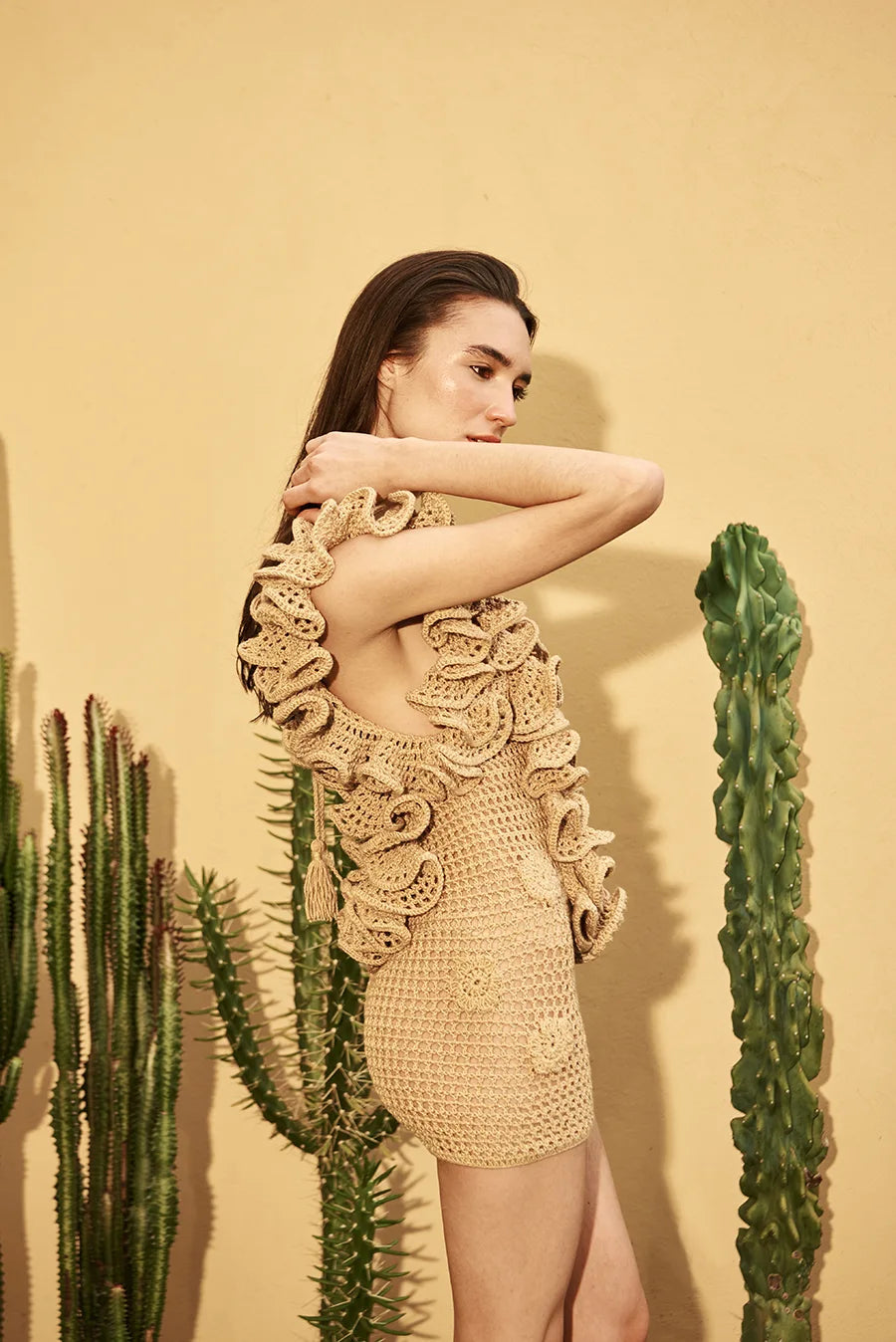 Solaris Rays Mini Dress In Khaki Itana