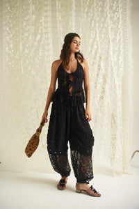 Flower Dance Pants In Black