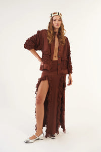Peace & Love Affair Jacket In Brown