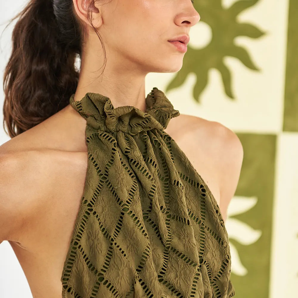 Savage Ruffle Top In Wild Olive