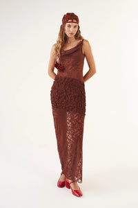 The Petal Dance Dress In Brown