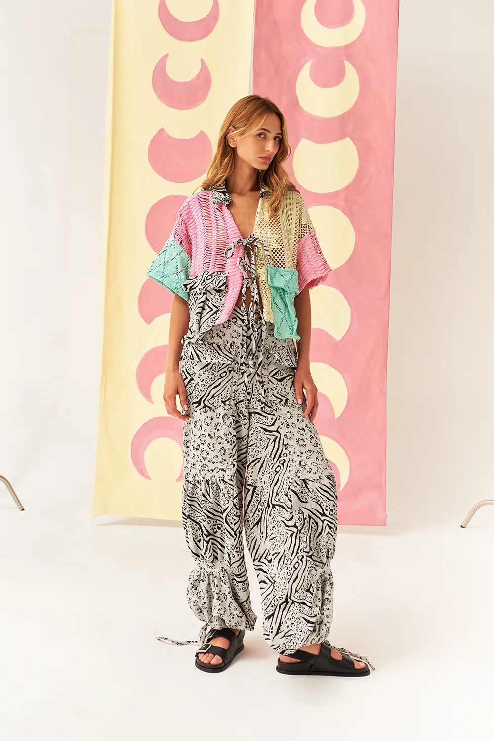 Wild Dance Baggy Pants In Animal Grey