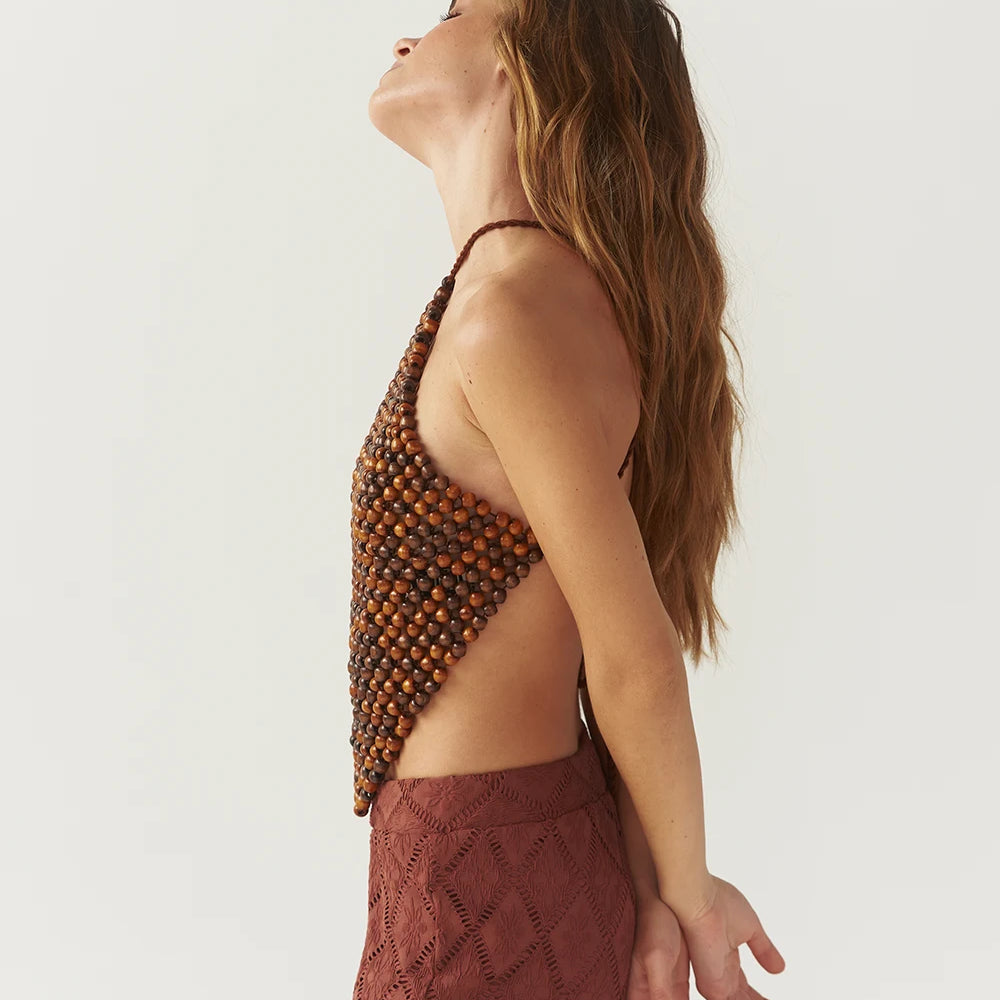 
                  
                    Wind High Neck Top In Brown
                  
                